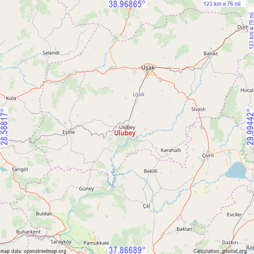 Ulubey on map