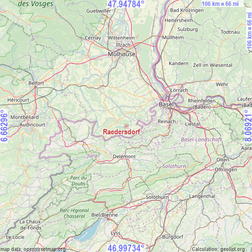 Raedersdorf on map