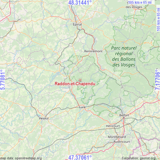 Raddon-et-Chapendu on map