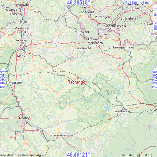 Racrange on map