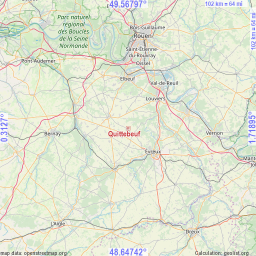 Quittebeuf on map