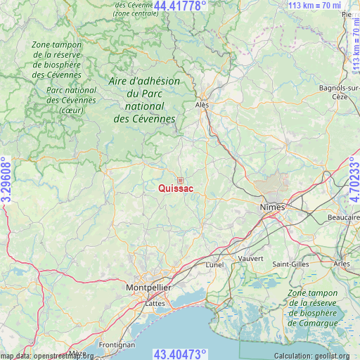 Quissac on map