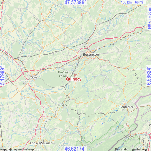 Quingey on map