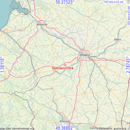 Quevauvillers on map