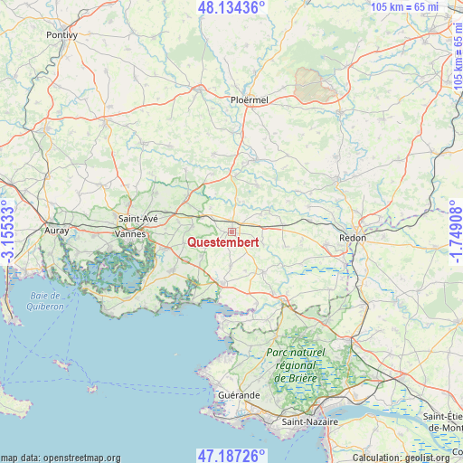 Questembert on map