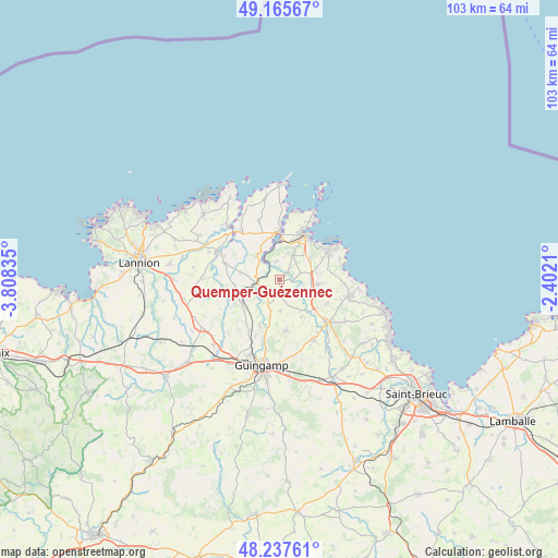 Quemper-Guézennec on map