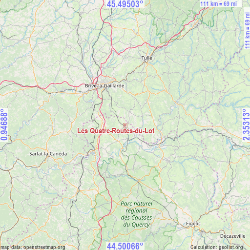 Les Quatre-Routes-du-Lot on map