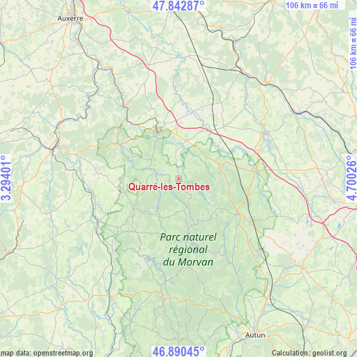 Quarré-les-Tombes on map
