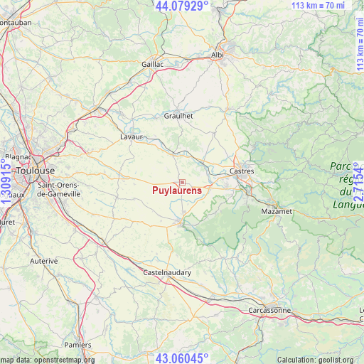 Puylaurens on map