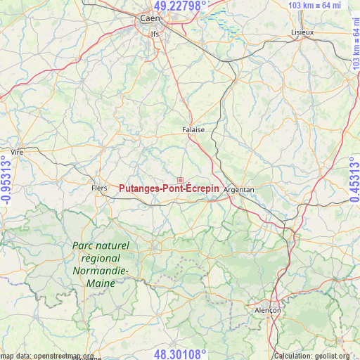 Putanges-Pont-Écrepin on map