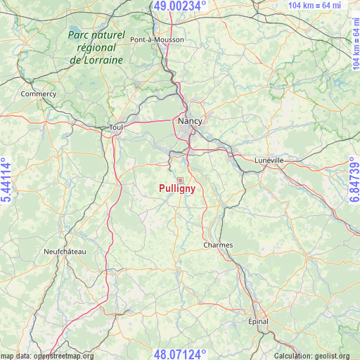 Pulligny on map