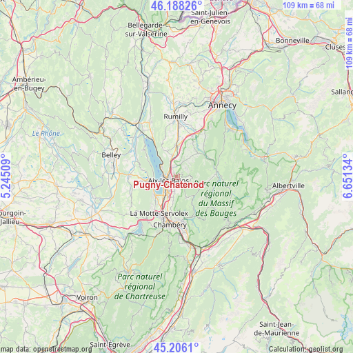 Pugny-Chatenod on map