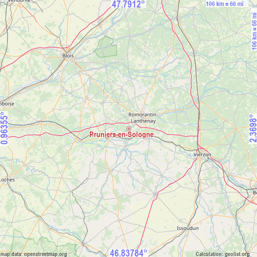 Pruniers-en-Sologne on map