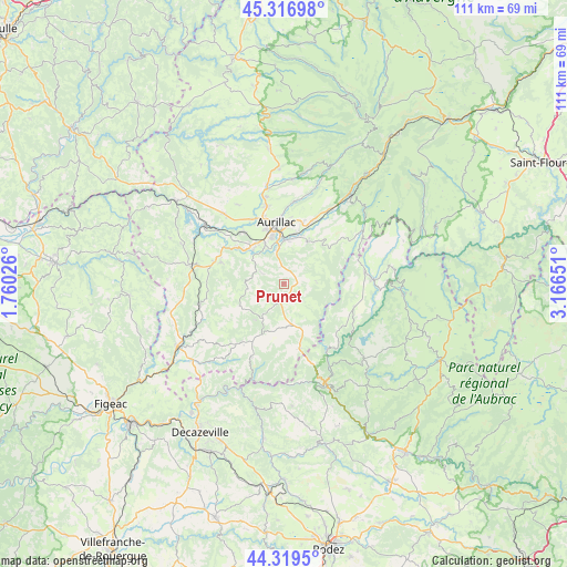 Prunet on map