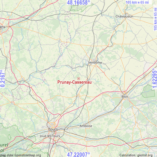 Prunay-Cassereau on map