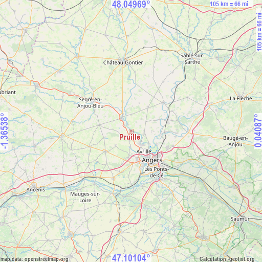 Pruillé on map
