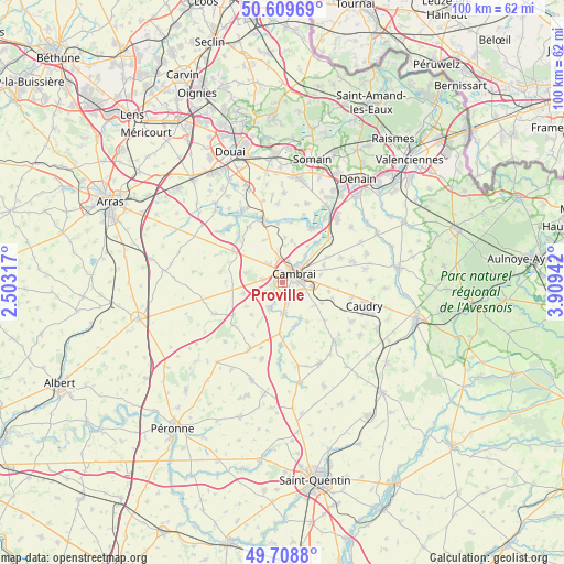 Proville on map