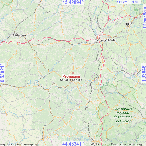 Proissans on map