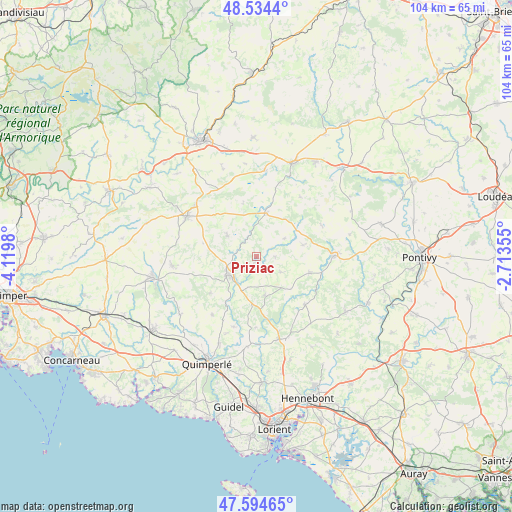 Priziac on map