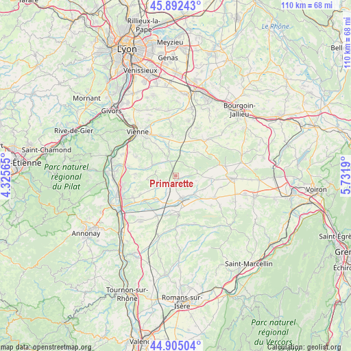 Primarette on map