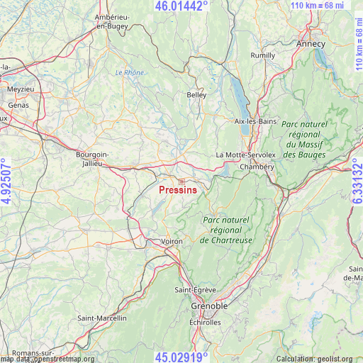 Pressins on map