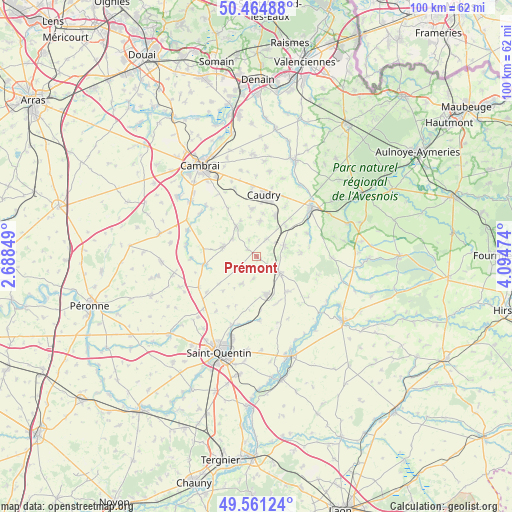 Prémont on map