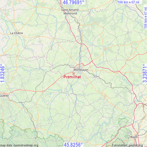 Prémilhat on map