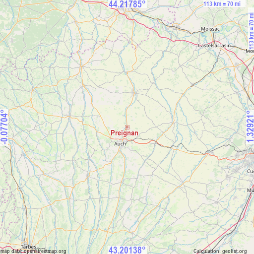 Preignan on map