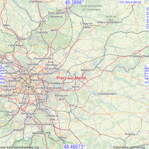 Précy-sur-Marne on map