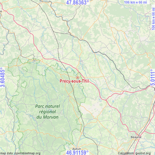 Précy-sous-Thil on map