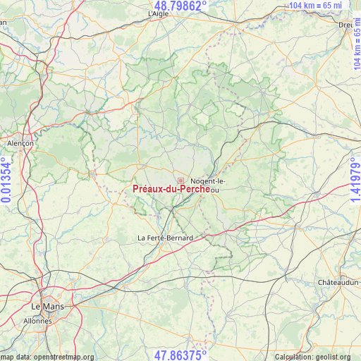 Préaux-du-Perche on map