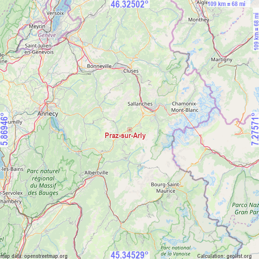 Praz-sur-Arly on map
