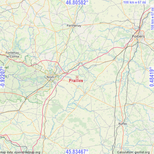 Prailles on map