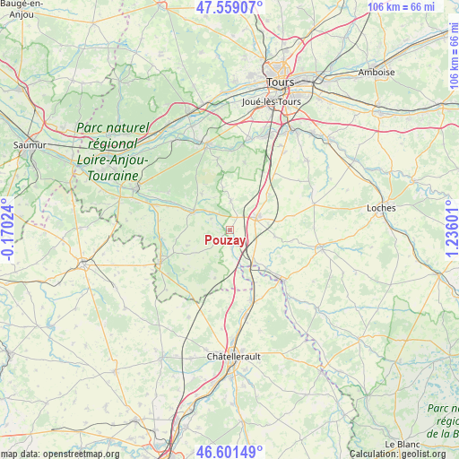 Pouzay on map