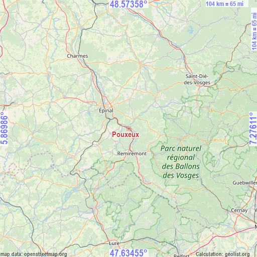 Pouxeux on map