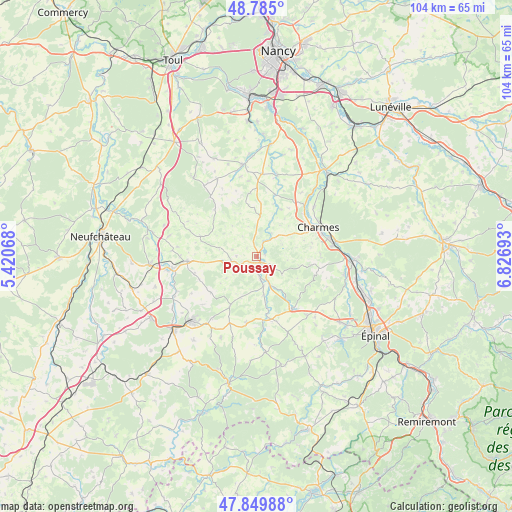 Poussay on map