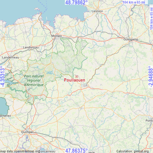 Poullaouen on map