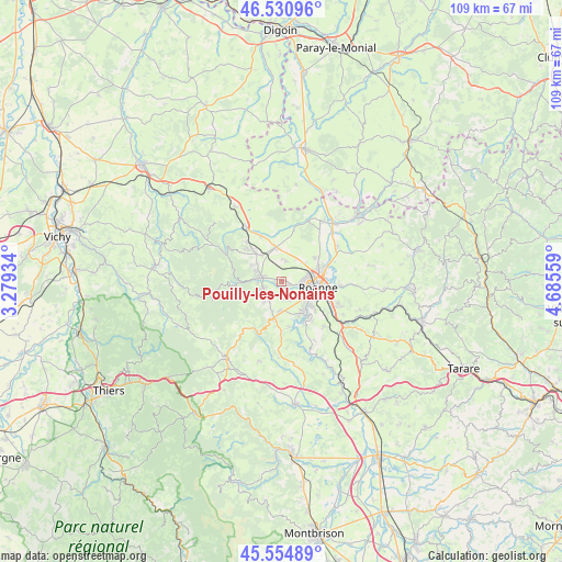 Pouilly-les-Nonains on map