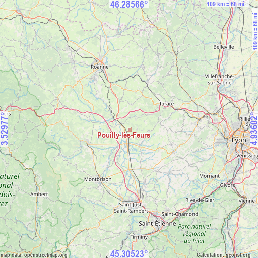 Pouilly-lès-Feurs on map