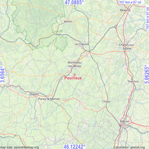 Pouilloux on map