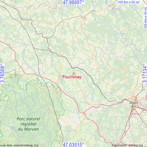 Pouillenay on map