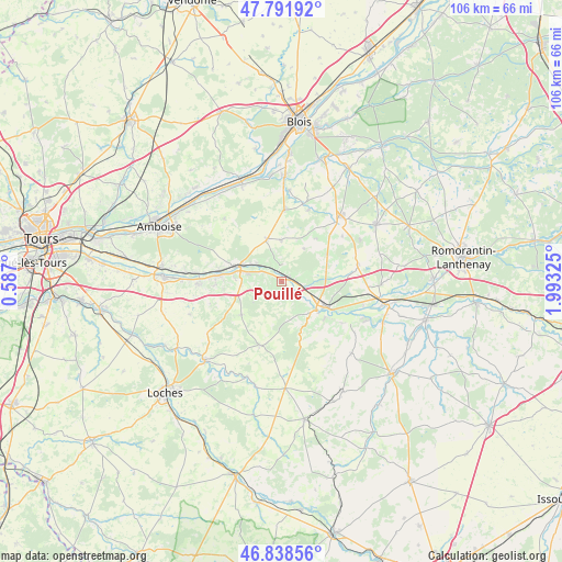 Pouillé on map