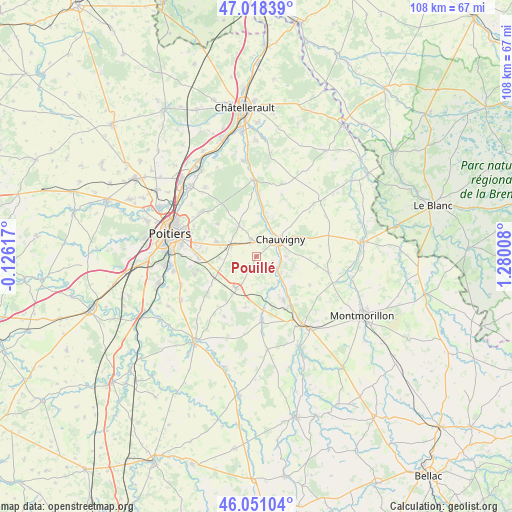 Pouillé on map