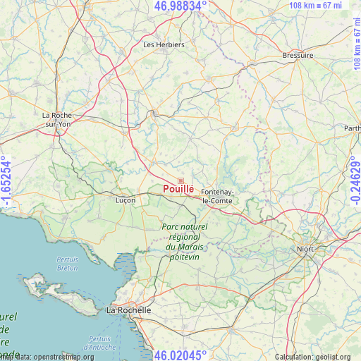 Pouillé on map