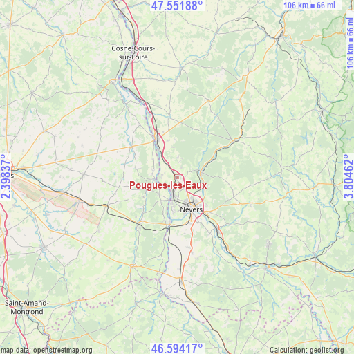 Pougues-les-Eaux on map
