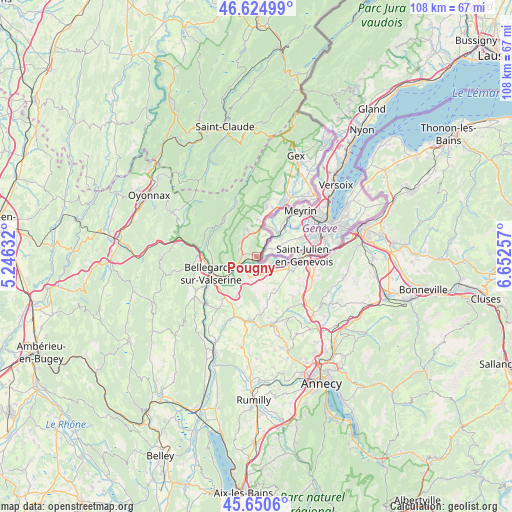 Pougny on map