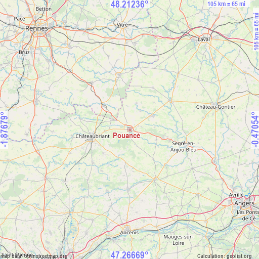 Pouancé on map