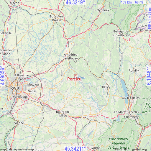 Porcieu on map