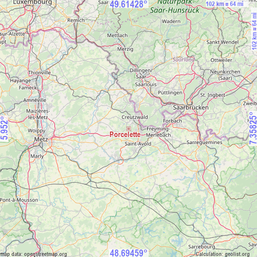 Porcelette on map