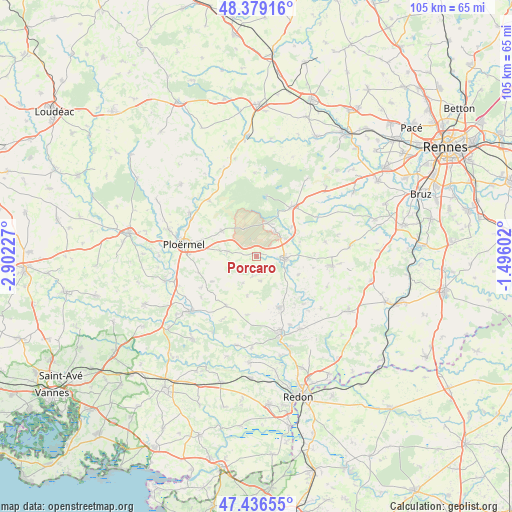 Porcaro on map